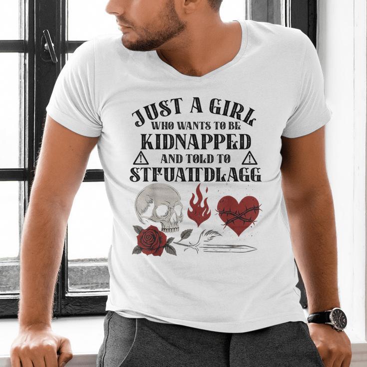 Dark Romance Smutt Book Merch Just A Good Girl STFUATTDLAGG Men's V-Neck T-Shirt