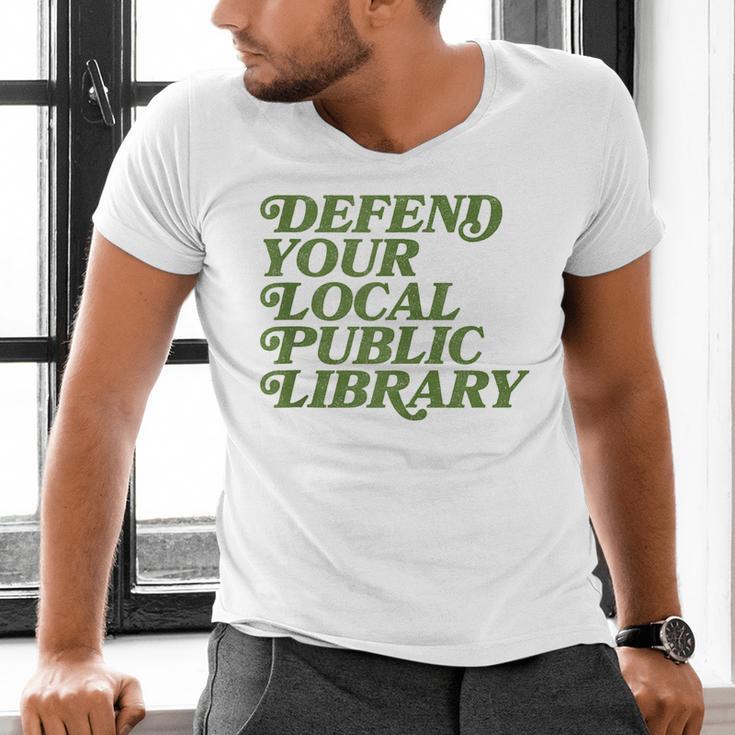 Defend Your Local Public Library For Book Lovers Men's V-Neck T-Shirt