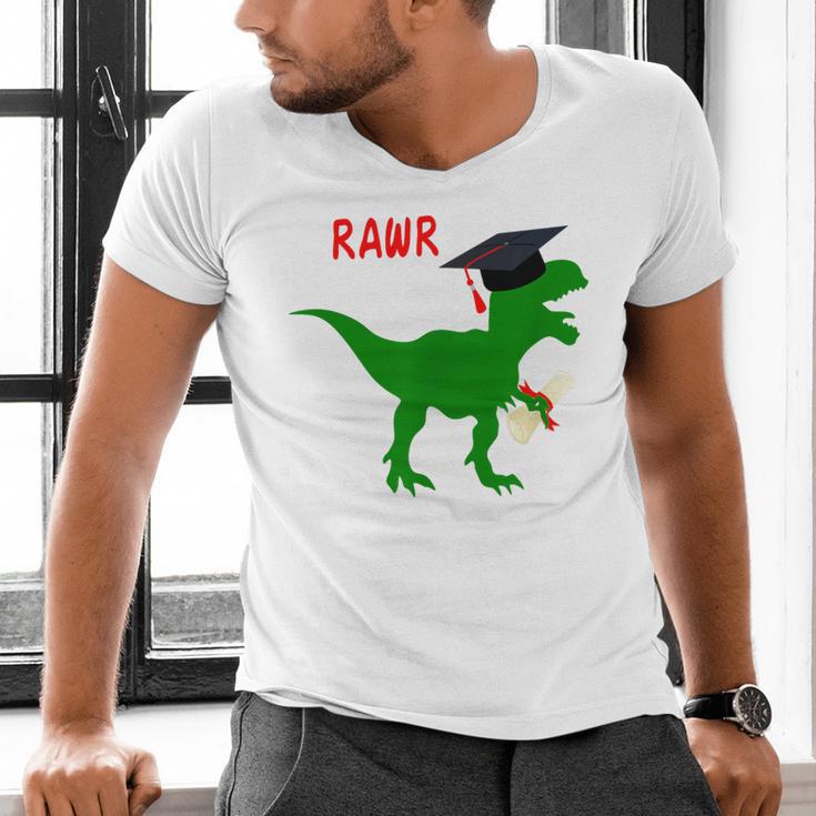 Dinosaur Rawr Diploma Graduate Graduation Men's V-Neck T-Shirt
