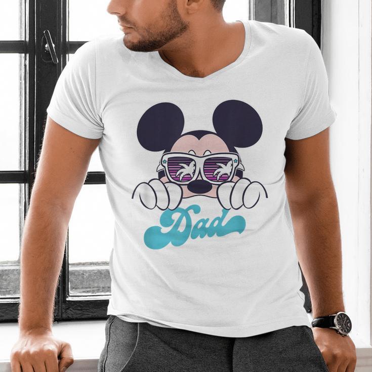 Disney Mickey And Friends Cool Mickey Summer Vibes Dad Logo Men's V-Neck T-Shirt