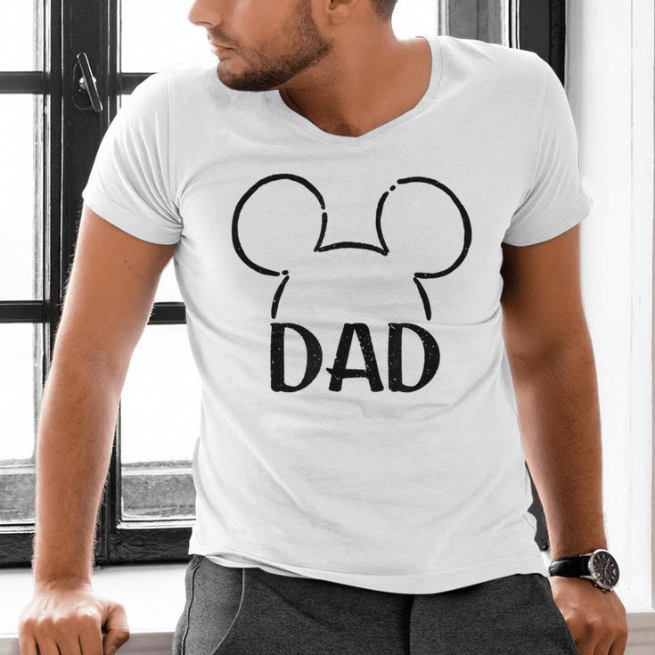 Disney Mickey And Friends Dad Mickey Ears Outline Logo Men's V-Neck T-Shirt