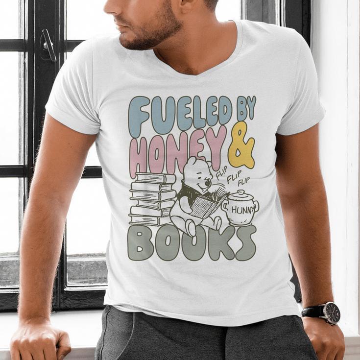 Disney Winnie The Pooh Fueled By Honey & Books Sketch Men's V-Neck T-Shirt