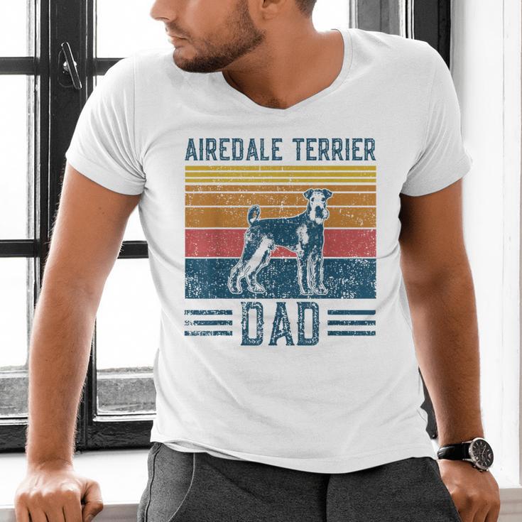 Dog Airedale Terrier Dad Vintage Airedale Terrier Dad Men's V-Neck T-Shirt