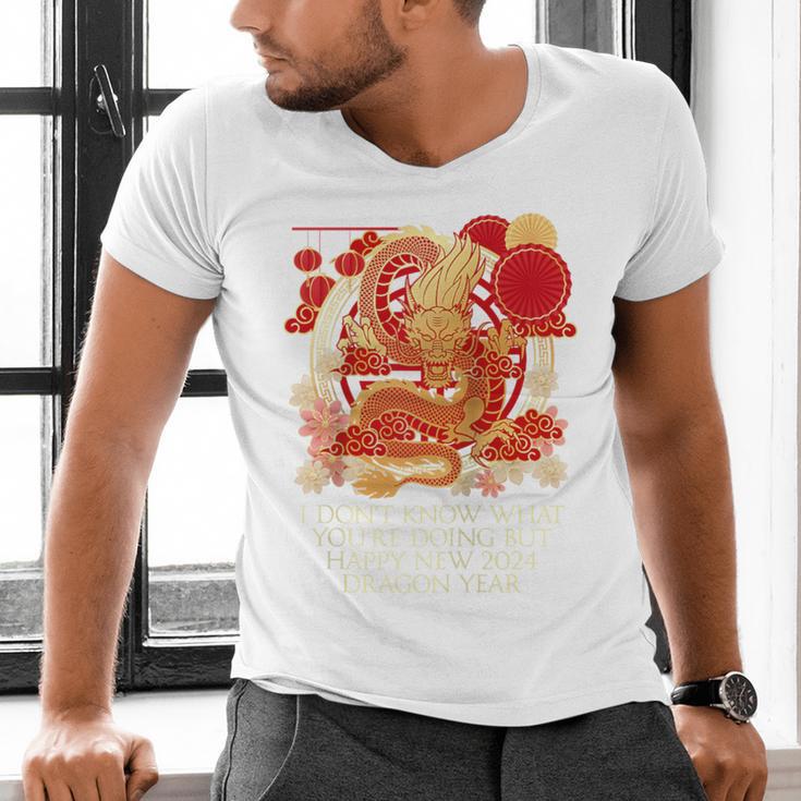 I Dont Know What Youre Doing Chinese New Year Introvert Raglan Baseball Tee Men's V-Neck T-Shirt