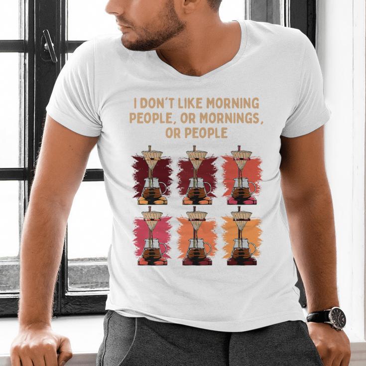I Dont Like Morning People Introvert Coffee Lover Antisocial Premium Men's V-Neck T-Shirt