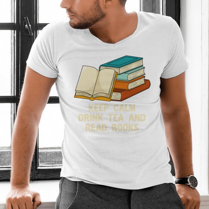 Drink Tea And Read Books Reading Bookworm Literature Men's V-Neck T-Shirt