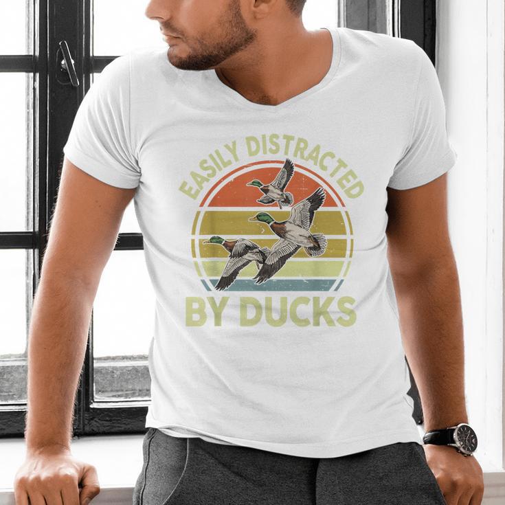 Easily Distracted Duck Hunting Dad Hunter Son Daughter Men's V-Neck T-Shirt