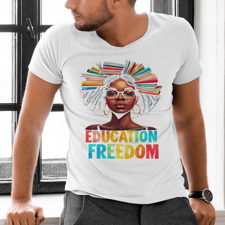 Education Is Freedom Afro Books Men's V-Neck T-Shirt Education Is Freedom Afro Books Men's V-Neck T-Shirt