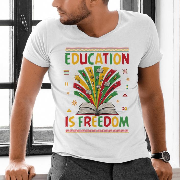 Education Is Freedom Books Lover History Month Men's V-Neck T-Shirt