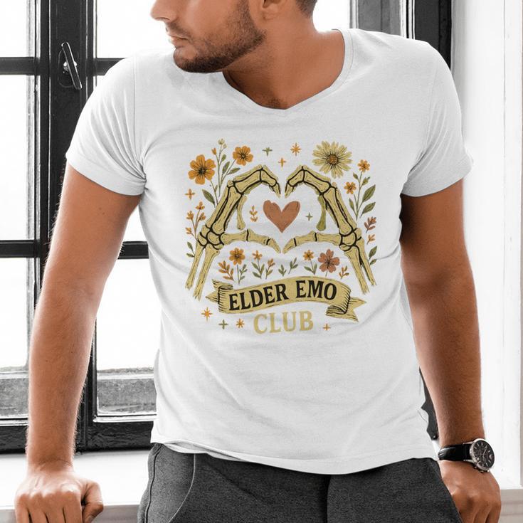 Elder Emo Club Skeleton Hands Heart Nostalgia Men's V-Neck T-Shirt