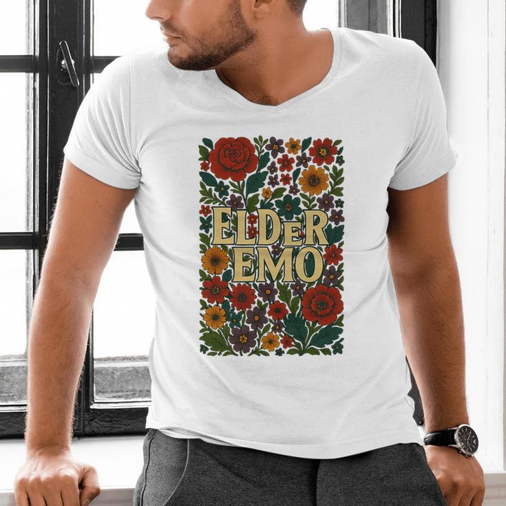 Elder Emo Floral Gothic Vintage Nostalgia Premium Tri-Blend Men's V-Neck T-Shirt Elder Emo Floral Gothic Vintage Nostalgia Premium Tri-Blend Men's V-Neck T-Shirt