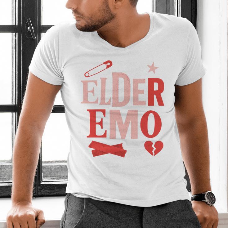 Elder Emo Retro Punk Typography Nostalgia Premium Tri-Blend Men's V-Neck T-Shirt Elder Emo Retro Punk Typography Nostalgia Premium Tri-Blend Men's V-Neck T-Shirt