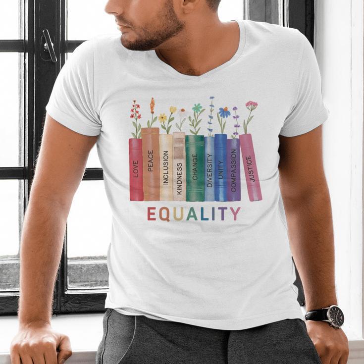 Equality Flower Books Equal Rights Social Justice Feminist Men's V-Neck T-Shirt