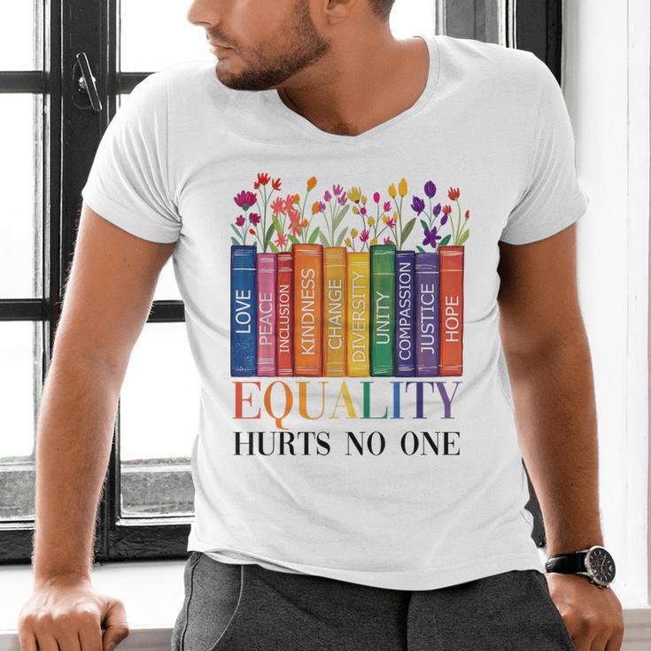Equality Hurts No One LGBTQ Pride Books And Flowers Men's V-Neck T-Shirt Equality Hurts No One LGBTQ Pride Books And Flowers Men's V-Neck T-Shirt