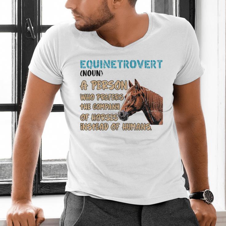 Equinetrovert Definition Equine Horse Riding Introvert Men's V-Neck T-Shirt