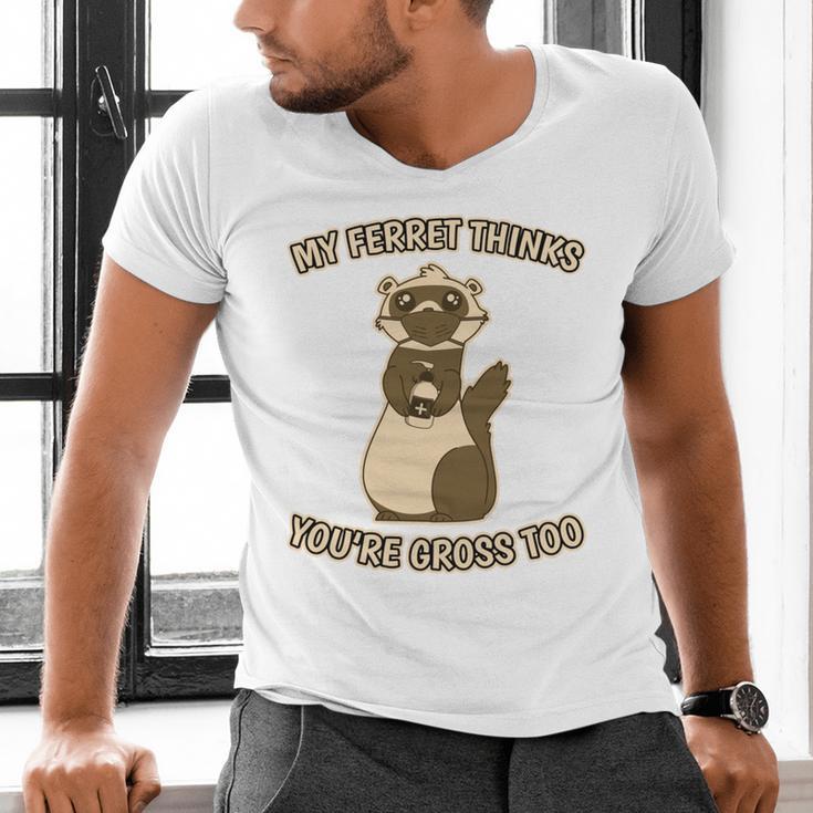 Ew People Ferret Saying Mask Introvert Ferrets Men's V-Neck T-Shirt Ew People Ferret Saying Mask Introvert Ferrets Men's V-Neck T-Shirt