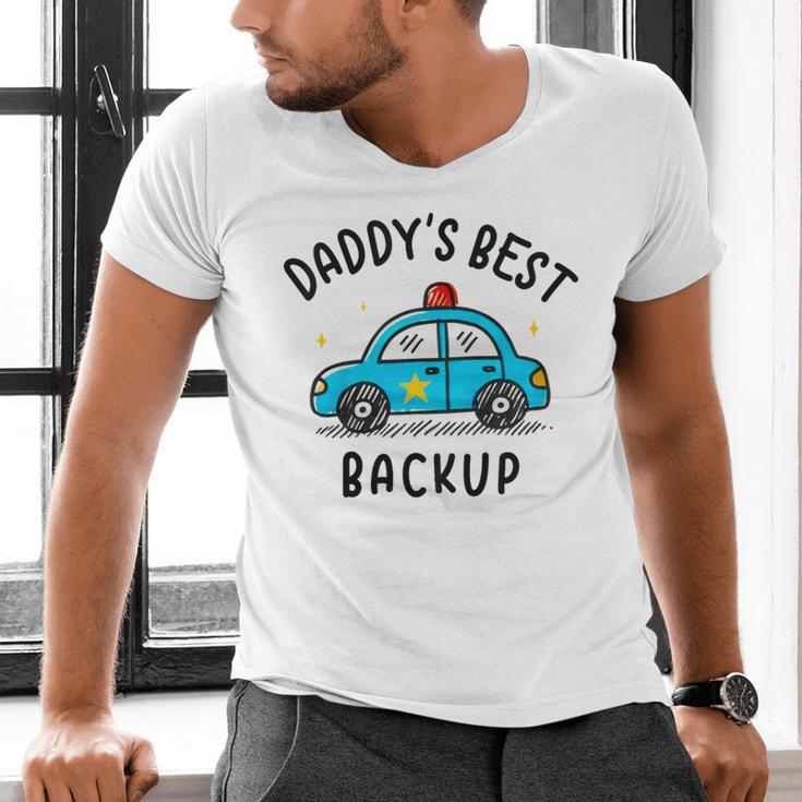 Father Son Daughter Daddy's Best Backup Father's Day Toddler Men's V-Neck T-Shirt