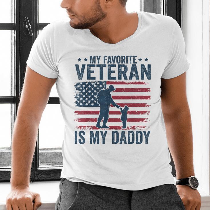 Father Veterans Day My Favorite Veteran Is My Daddy For Kids Men's V-Neck T-Shirt Father Veterans Day My Favorite Veteran Is My Daddy For Kids Men's V-Neck T-Shirt
