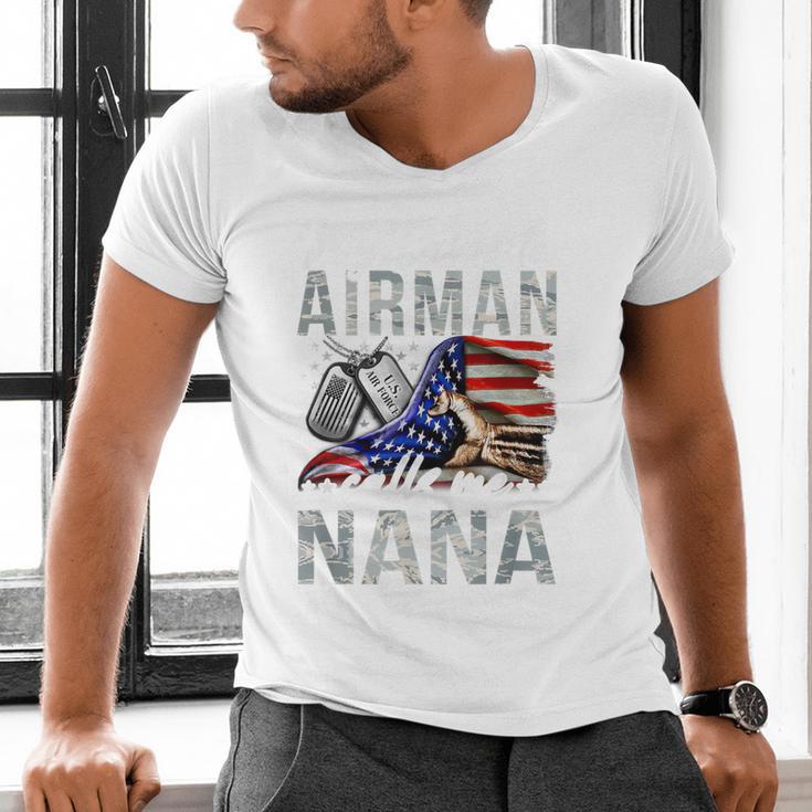 My Favorite Airman Calls Me Nana Air Force Graduation Nana Men's V-Neck T-Shirt