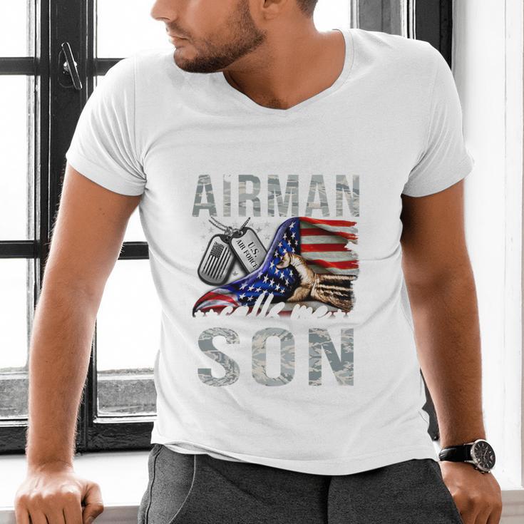 My Favorite Airman Calls Me Son Air Force Graduation Son Men's V-Neck T-Shirt