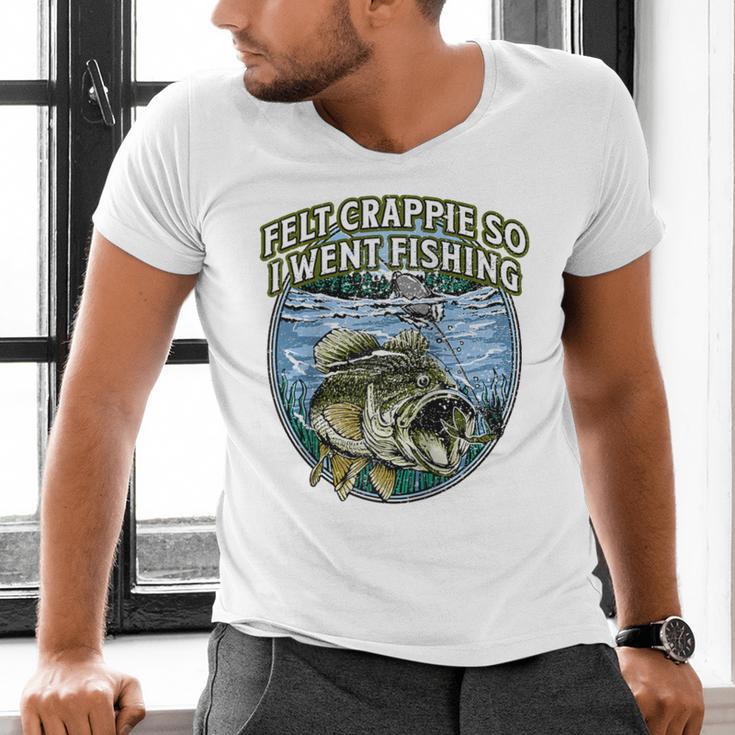 Felt Crappie So I Went Fishing Introvert Lakes Antisocial Raglan Baseball Tee Men's V-Neck T-Shirt Felt Crappie So I Went Fishing Introvert Lakes Antisocial Raglan Baseball Tee Men's V-Neck T-Shirt