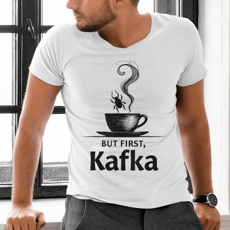 But First Kafka Coffee For Literature & Book Lovers Men's V-Neck T-Shirt