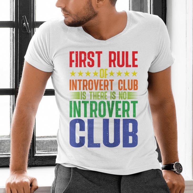 First Rule Of Introvert Club Is There Is No Introvert Club Raglan Baseball Tee Men's V-Neck T-Shirt First Rule Of Introvert Club Is There Is No Introvert Club Raglan Baseball Tee Men's V-Neck T-Shirt