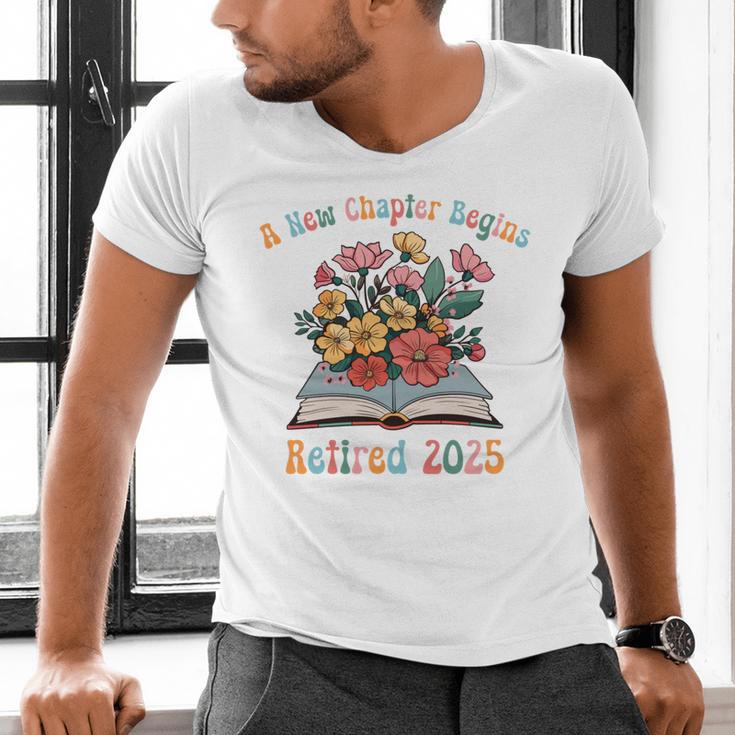 Floral Book Officially Retired 2025 A New Chapter Begins Men's V-Neck T-Shirt Floral Book Officially Retired 2025 A New Chapter Begins Men's V-Neck T-Shirt