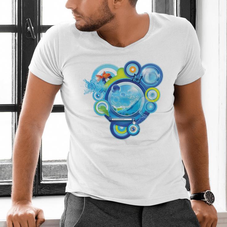 Frutiger Aero Metro Abstract Maximalism 2000s Nostalgia Premium Tri-Blend Men's V-Neck T-Shirt