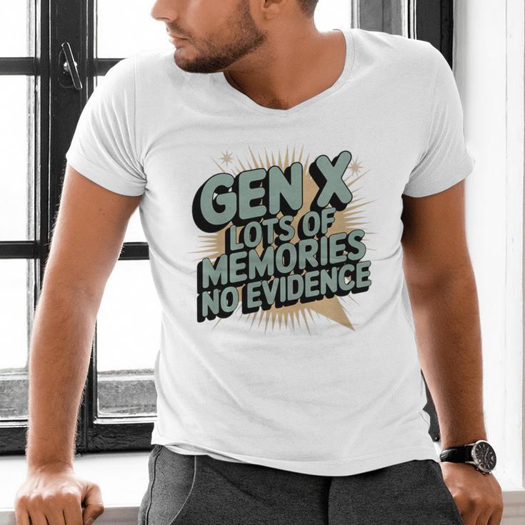 Gen X Lots Of Memories No Evidence Nostalgia Throwback Quote Premium Tri-Blend Men's V-Neck T-Shirt