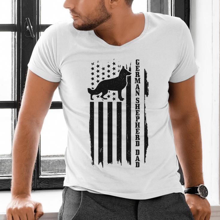 German Shepherd Dad Vintage Flag Patriotic Dog Men's V-Neck T-Shirt