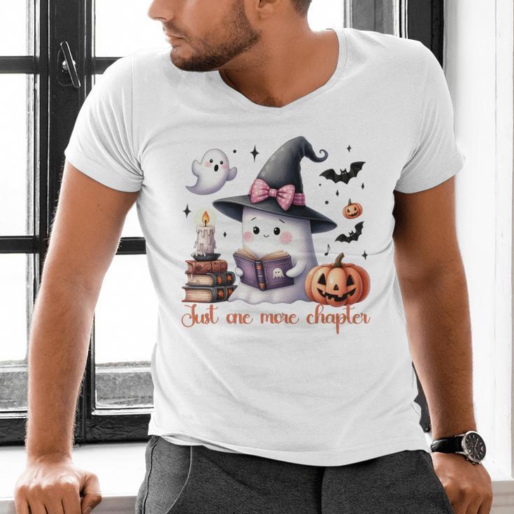 Ghost Reading Book Coquette Bow Halloween Girl Toddler Kid Premium Men's V-Neck T-Shirt