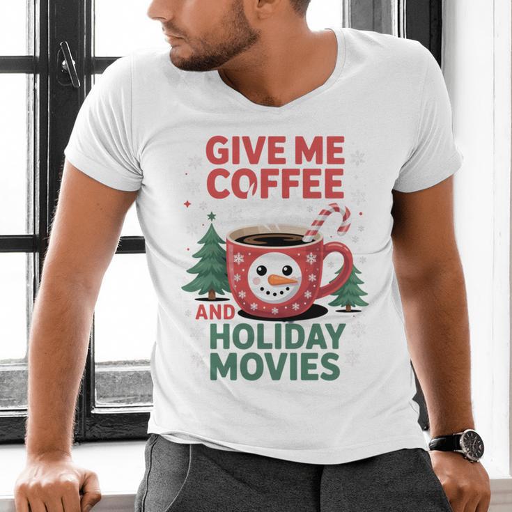 Give Me Coffee And Holiday Movies Introvert Christmas Men's V-Neck T-Shirt