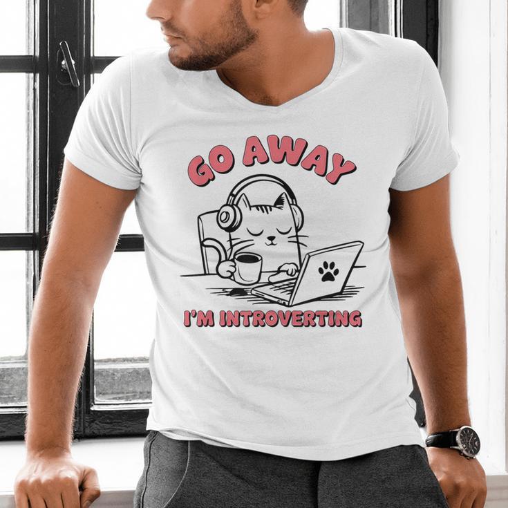 Go Away I´m Introverting Stay Home Socially Awkward Men's V-Neck T-Shirt Go Away I´m Introverting Stay Home Socially Awkward Men's V-Neck T-Shirt