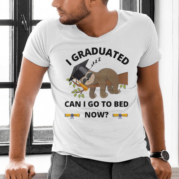 I Graduated Can I Go Back To Bed Sloth Graduation Cap Men's V-Neck T-Shirt