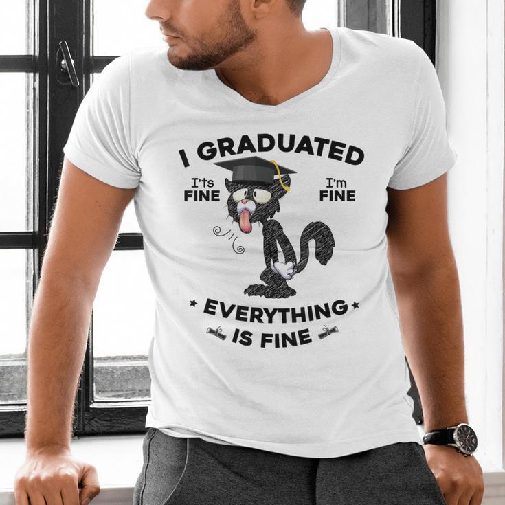 I Graduated Graduate Class 2025 Cat Graduation Men's V-Neck T-Shirt