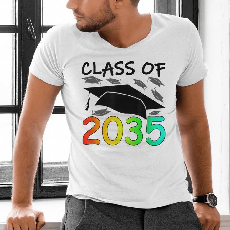 Graduation Class Of 2035 Hand Prints Space Pre-K -12th Grade Men's V-Neck T-Shirt