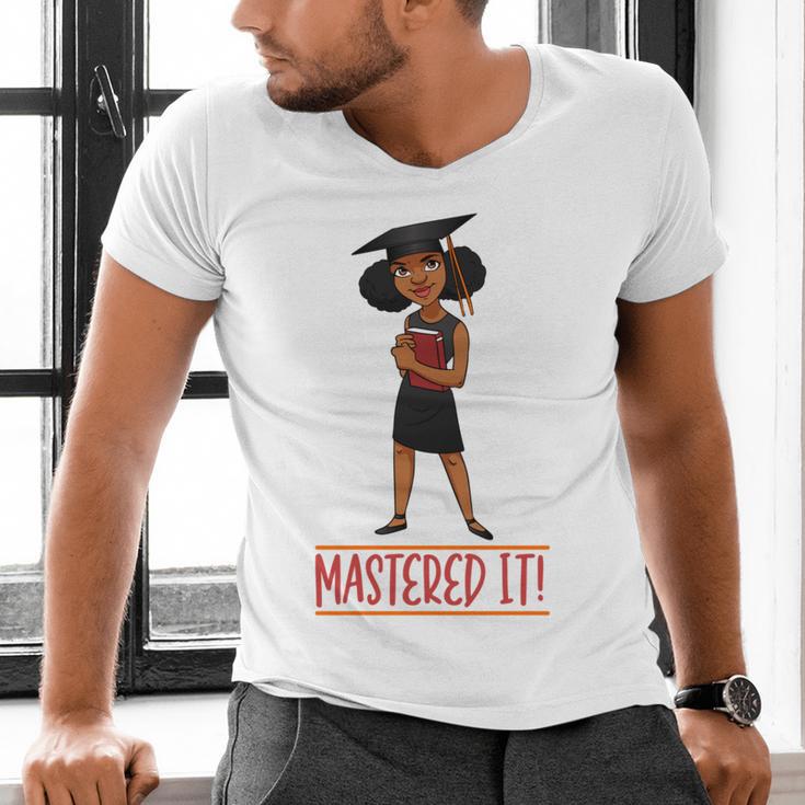 Graduation Woman Tshirt Black Melanin Masters Degree Men's V-Neck T-Shirt