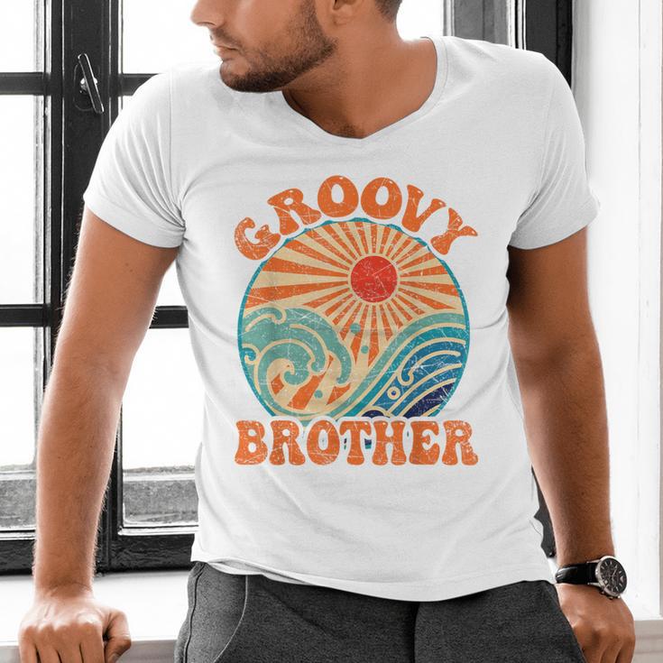 Groovy Brother 70s Aesthetic Nostalgia 1970's Retro Brother Men's V-Neck T-Shirt