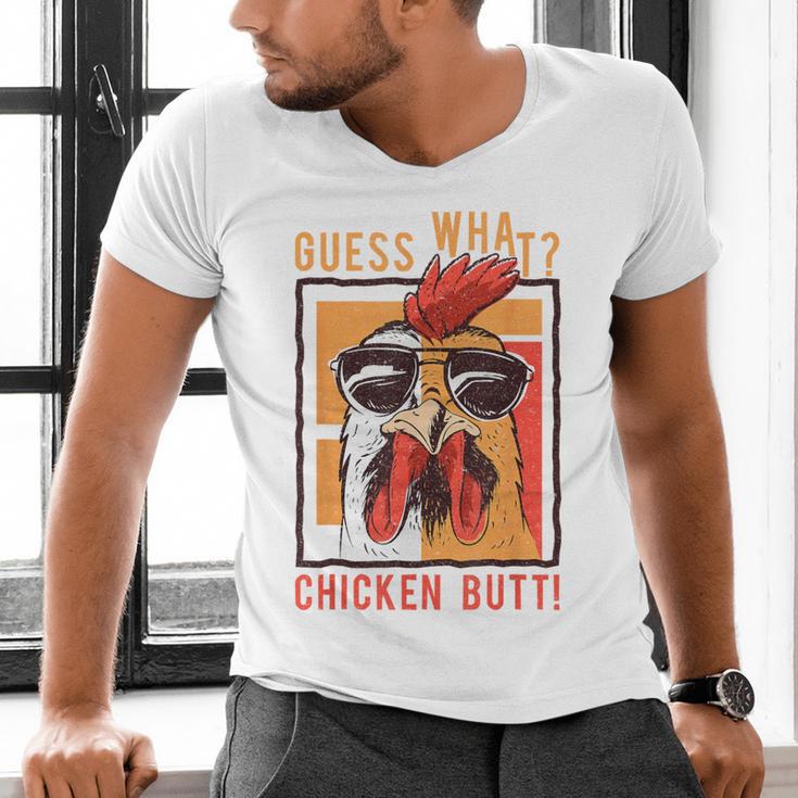 Guess What Chicken Butt DadSiblingsFriends Humor Small Men's V-Neck T-Shirt