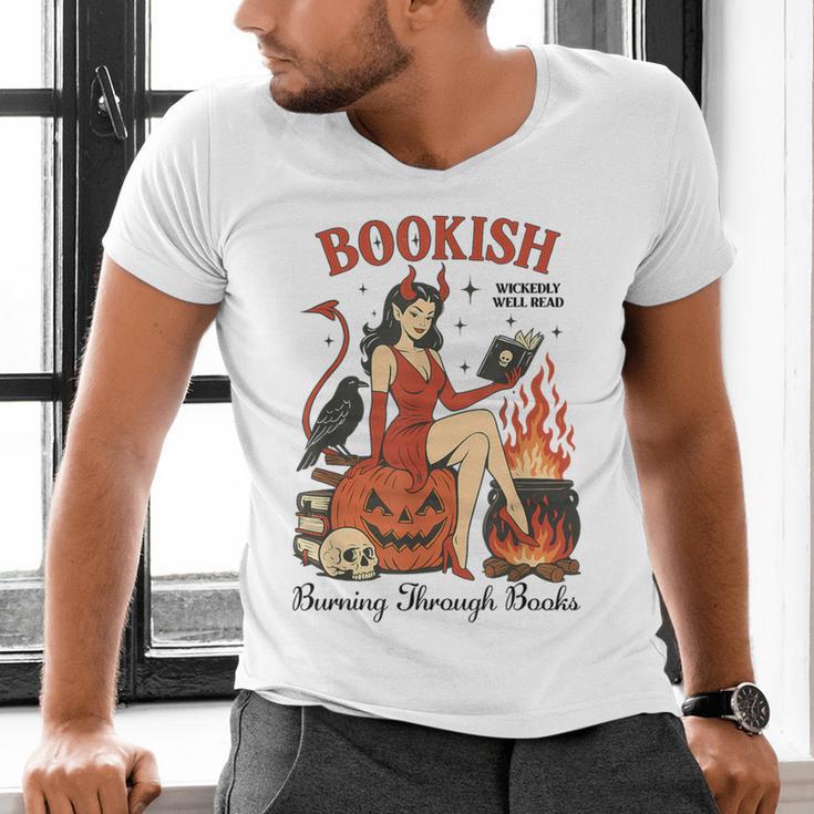 Halloween Bookish Witchy Book Club Hot Girls Read Men's V-Neck T-Shirt