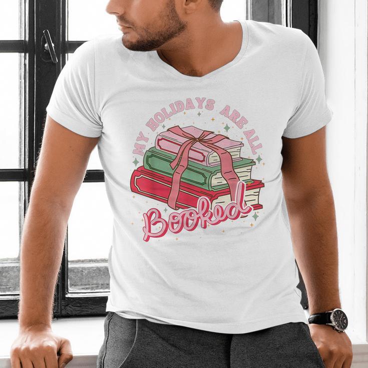 My Holidays Are All Booked Christmas Reading Books Bookish Men's V-Neck T-Shirt