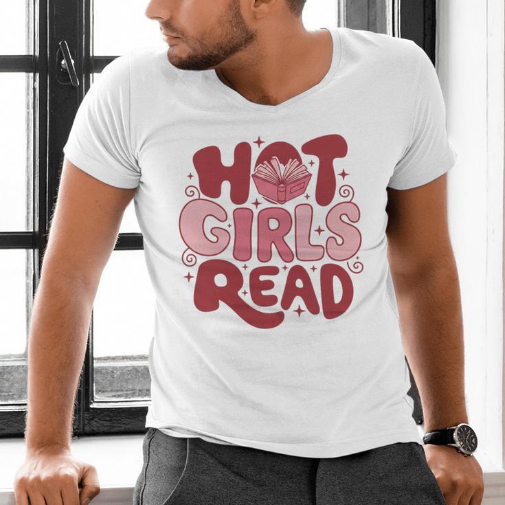 Hot Girls Read Book Lover Feminist Reader Premium Tri-Blend Men's V-Neck T-Shirt