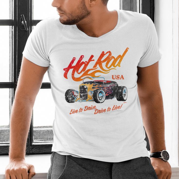 Hotrod Vintage Style Car Nostalgia Hotrod Distressed Premium Tri-Blend Men's V-Neck T-Shirt