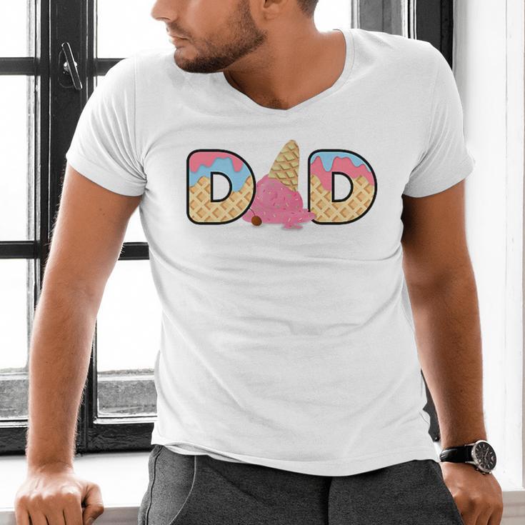 Ice Cream Dad 1st Birthday Matching Family Men's V-Neck T-Shirt Ice Cream Dad 1st Birthday Matching Family Men's V-Neck T-Shirt
