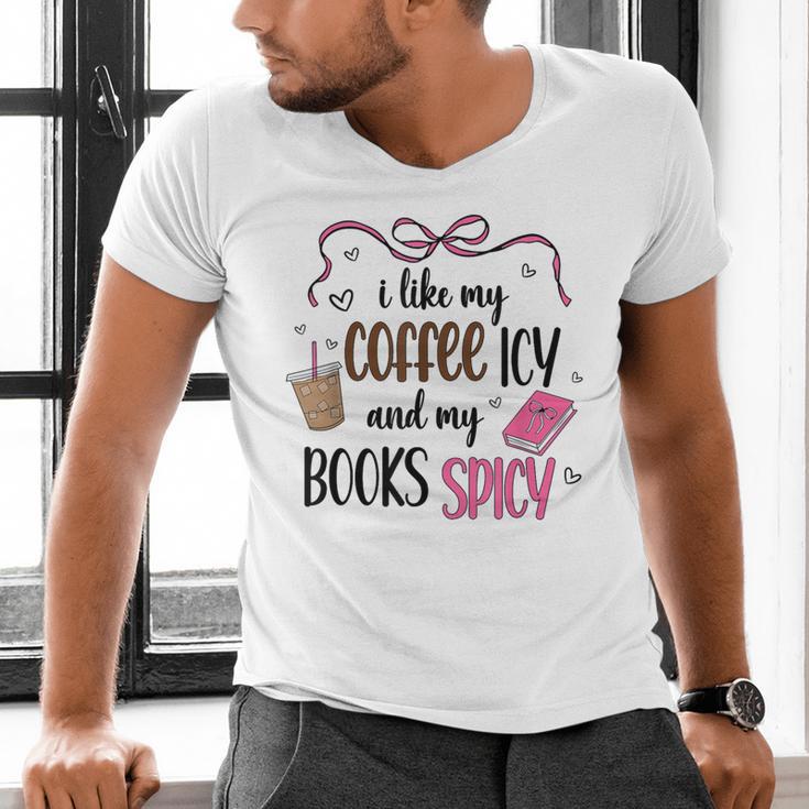 Iced Coffee & Reading Smut Books Girly Spicy Novels Men's V-Neck T-Shirt Iced Coffee & Reading Smut Books Girly Spicy Novels Men's V-Neck T-Shirt