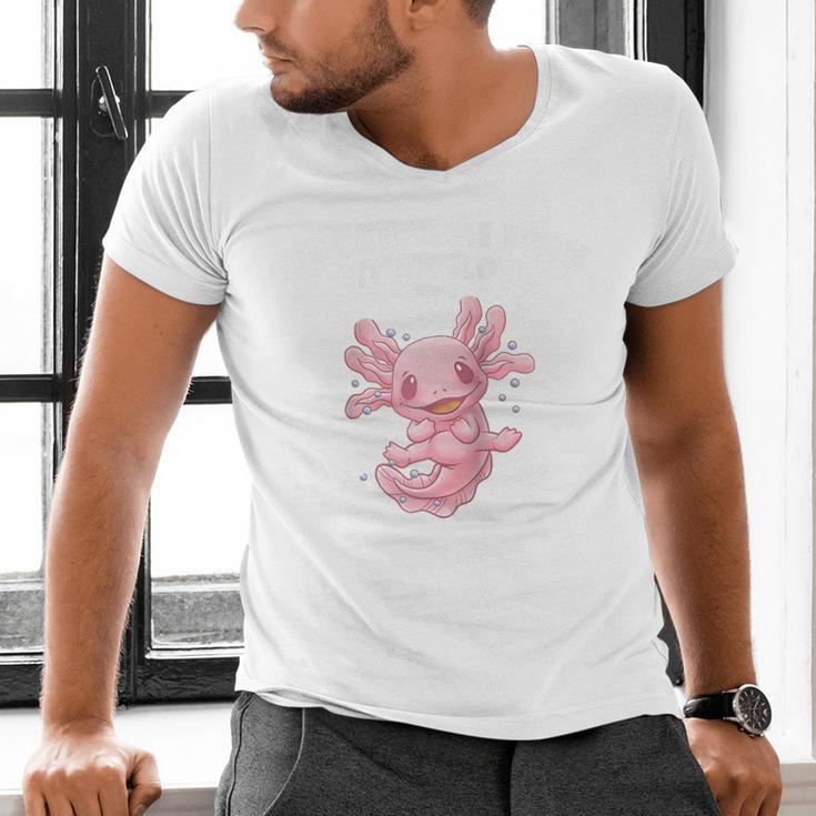 Id Rather Be With My Axolotl Salamander Introvert Raglan Baseball Tee Men's V-Neck T-Shirt