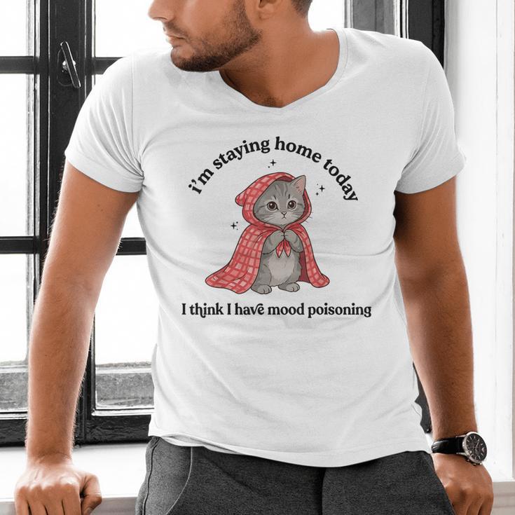 I’m Staying Home Today Cat Introvert Homebody Men's V-Neck T-Shirt