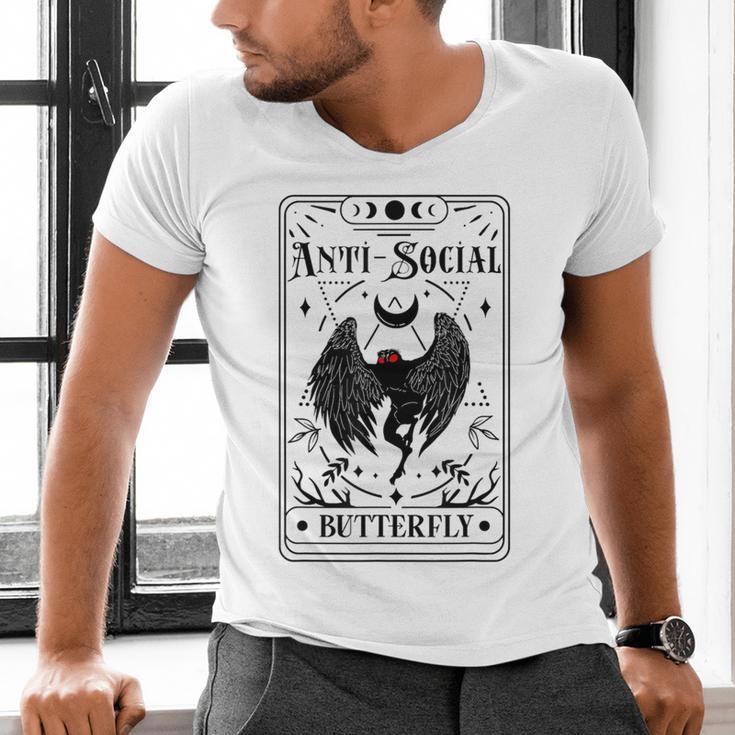 Introvert Apparel Emporium Mothman Tarot Card Antisocial Butterfly Cryptozoologist -Adults Grey Men's V-Neck T-Shirt