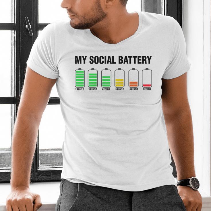 Introvert Cute My Social Battery Raglan Baseball Tee Men's V-Neck T-Shirt Introvert Cute My Social Battery Raglan Baseball Tee Men's V-Neck T-Shirt